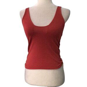 Buffalo David Bitton Tank Top Small Coral Orange Leather Lace Tie Scoop Neck